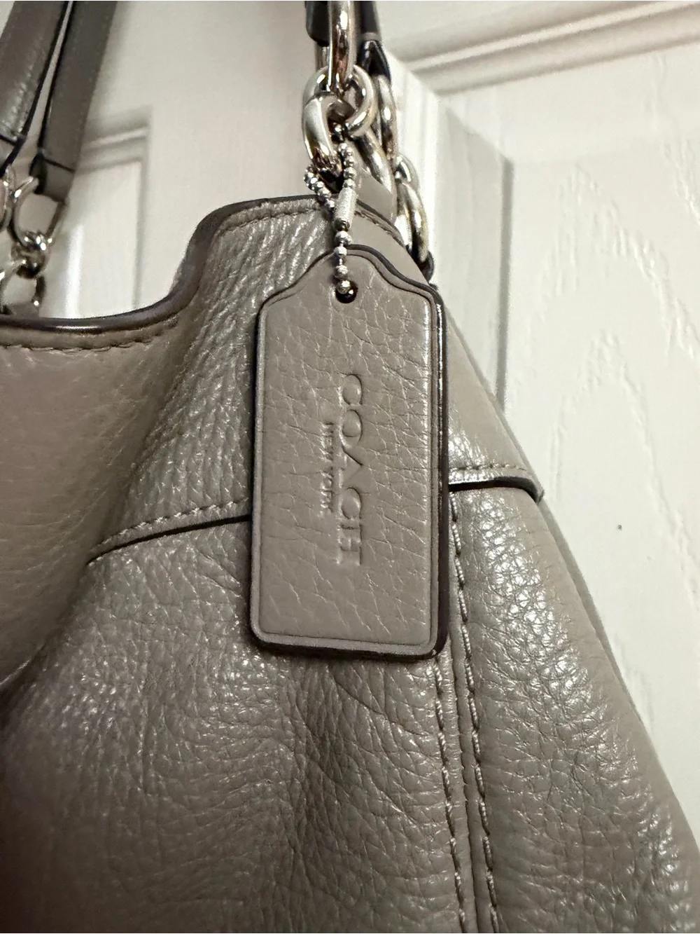 Coach Pebbled Leather Shoulder Bag in Gray